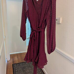 Flirty Fit and Flare Wine Colored Dress
